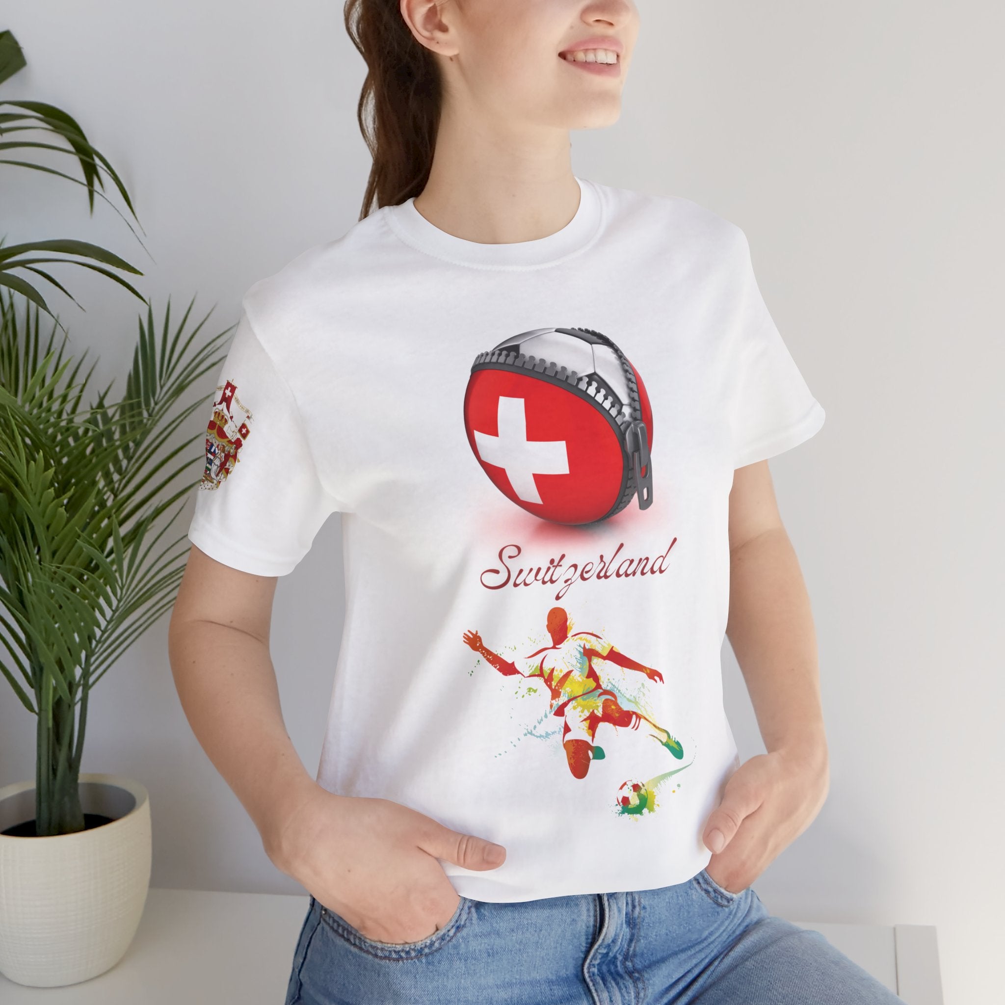 Switzerland Zipper Football Tee