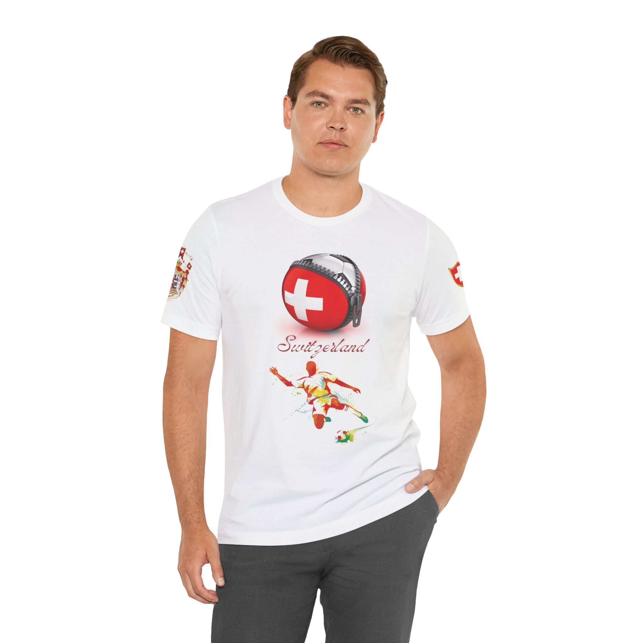 Switzerland Zipper Football Tee