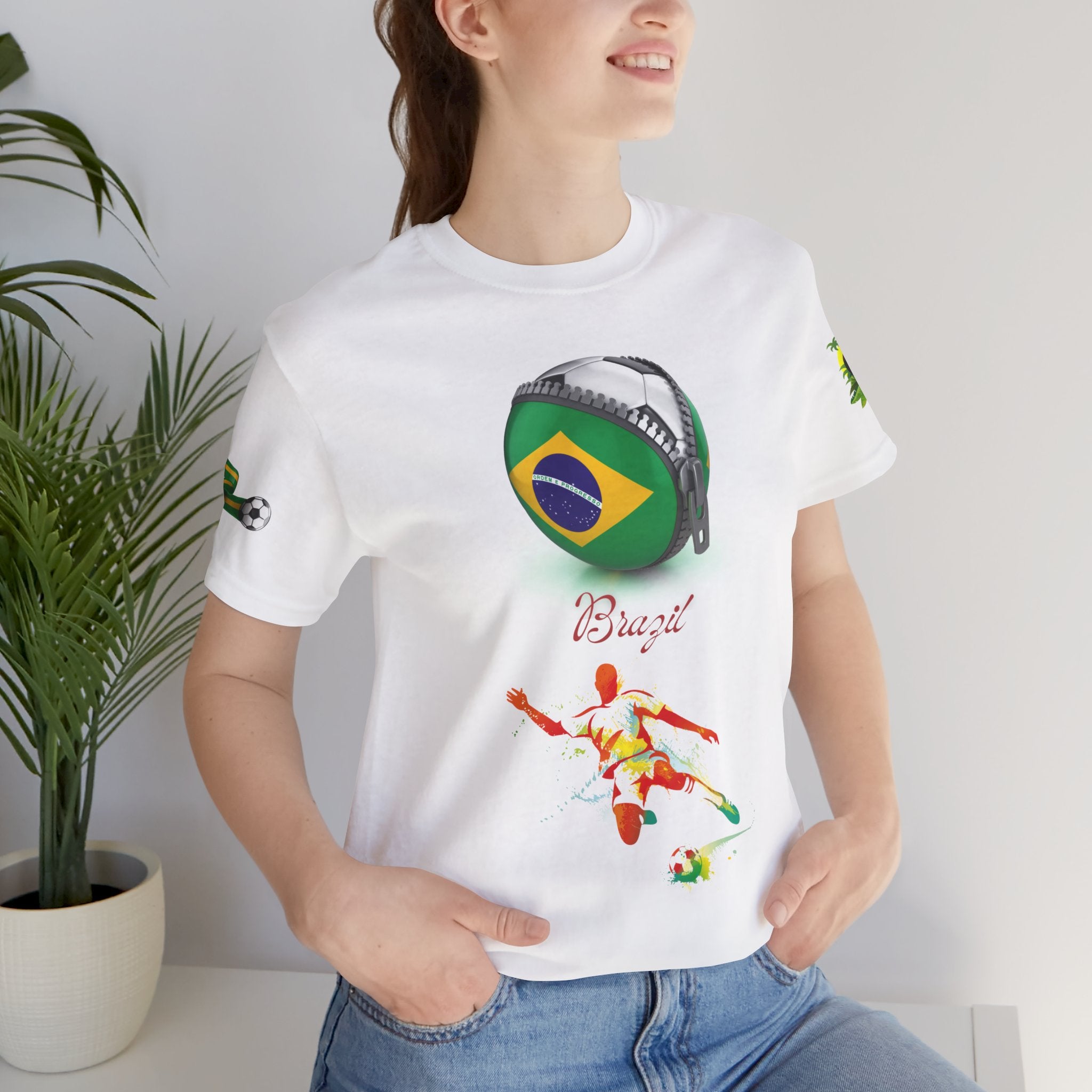 Brazil Zipper Football Tee